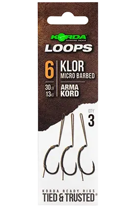 Korda hotové montáže loop rigs klor - háček 6 nosnost 30 lb