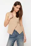 Trendyol Mink Regular Buttoned Woven Vest