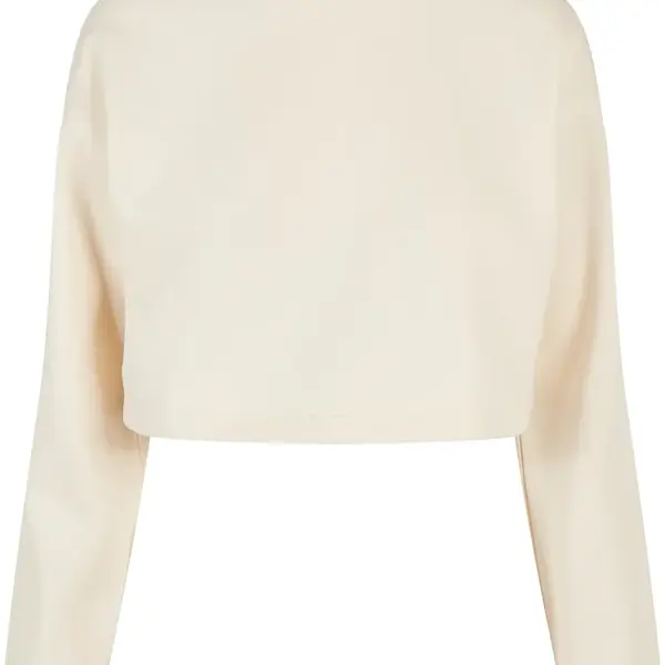 Ladies Cropped Oversized Sweat High Neck Crew whitesand