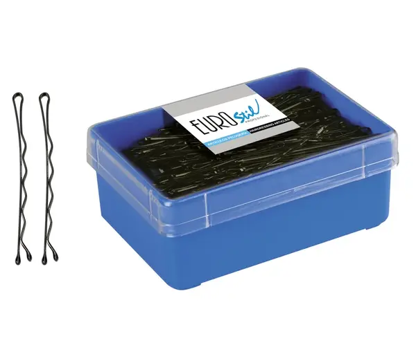 Vlnitá sponka Eurostil Professional - 6,5 cm, čierna - 150 ks (01612/50) + darček zadarmo