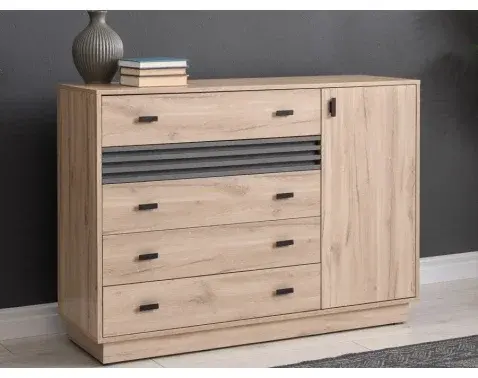 Komoda so šuplíkmi Ancona, 135 cm, dub estana/antracit%