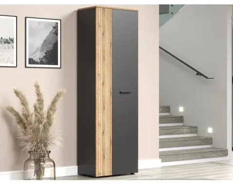 Predsieňová šatníková skriňa s policami Esteban, antracit/dub evoke%