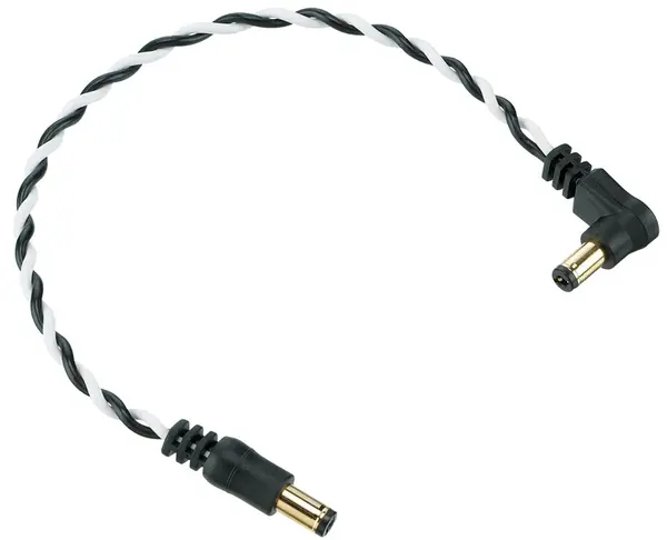 Ibanez Twisted DC Cable Black & White, Length: 8" Straight & Angled Pl