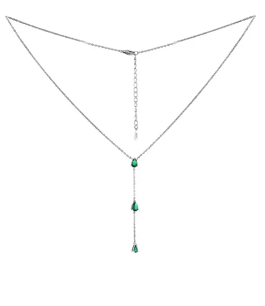 Silvego Stříbrný náhrdelník Gryn se zelenými zirkony Brilliance Zirconia MSS1023NG