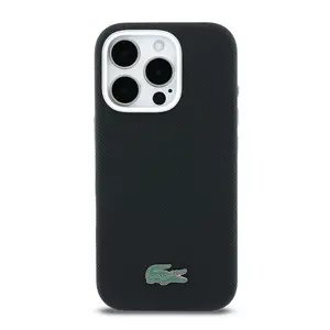 Zadní kryt Lacoste PVC Iconic Petit Pique Metal Logo MagSafe pro Apple iPhone 16 Pro, black