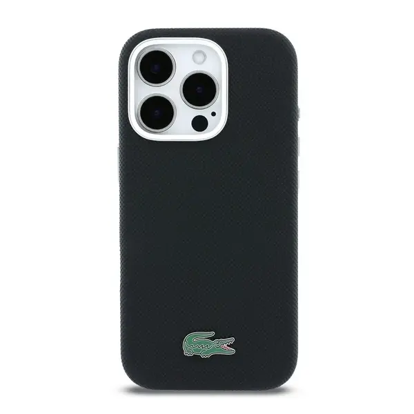 Zadní kryt Lacoste PVC Iconic Petit Pique Metal Logo MagSafe pro Apple iPhone 16 Pro, black