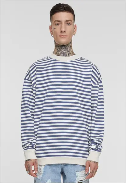 Men's Striped Crewneck Sweatshirt - White Sand/Blue