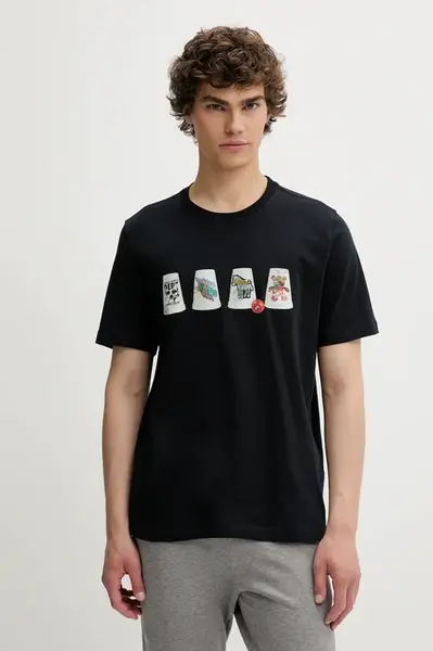 Bavlněné tričko PS Paul Smith pánské, tmavomodrá barva, s potiskem, M2R-011R-TP5257