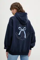 Mikina Hollister Co. dámská, tmavomodrá barva, s kapucí, s aplikací, KI352-5136
