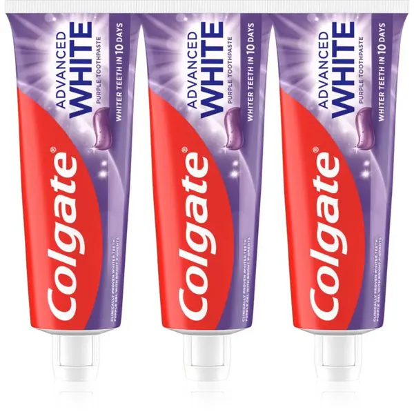 Colgate Advanced White Purple White bieliaca zubná pasta 3x75 ks