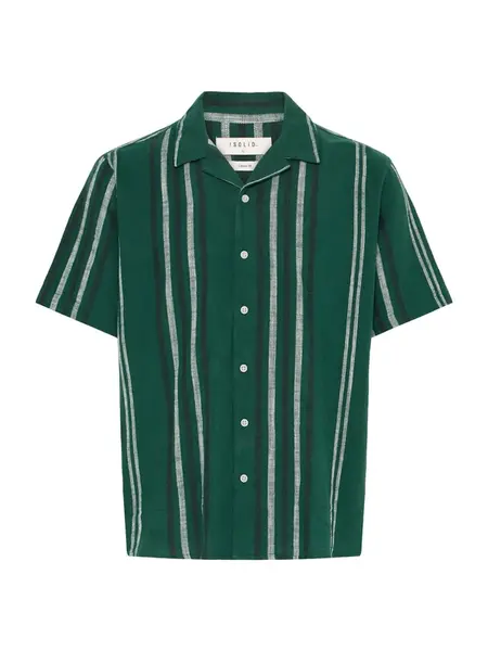 !Solid Košeľa 'Isai'  tmavozelená / čierna / biela