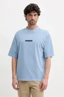 Bavlněné tričko Michael Kors modrá barva, s potiskem, CS552K2HU2