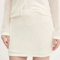 Bavlněná sukně Abercrombie & Fitch béžová barva, mini, pouzdrová, KI143-5075