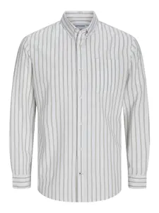 JACK & JONES Košeľa  sivobéžová / biela