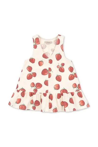 Dětské bavlněné šaty Konges Sløjd FEN DRESS GOTS béžová barva, mini, KS102443