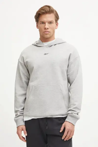 Tepláková mikina Reebok Athlete šedá barva, s kapucí, 100215042