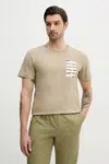 Bavlněné tričko Calvin Klein Jeans béžová barva, s potiskem, J30J327474