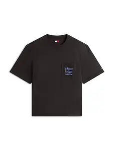 Tommy Jeans Tričko  azúrová / čierna