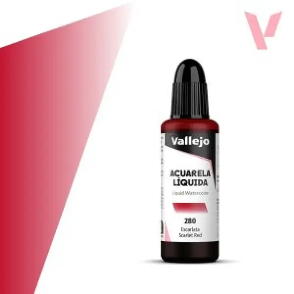 Tekutá akvarelová barva Vallejo 32ml – 280 Scarlet Red