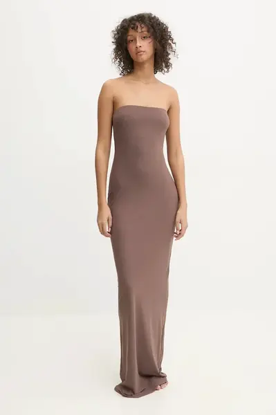 Šaty Guess EVELINE hnědá barva, maxi, O5GK00 KCDE0