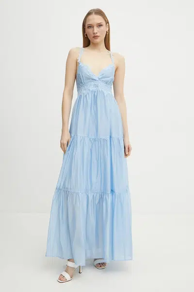 Šaty Ermanno Scervino modrá barva, maxi, 56TQ029ES3