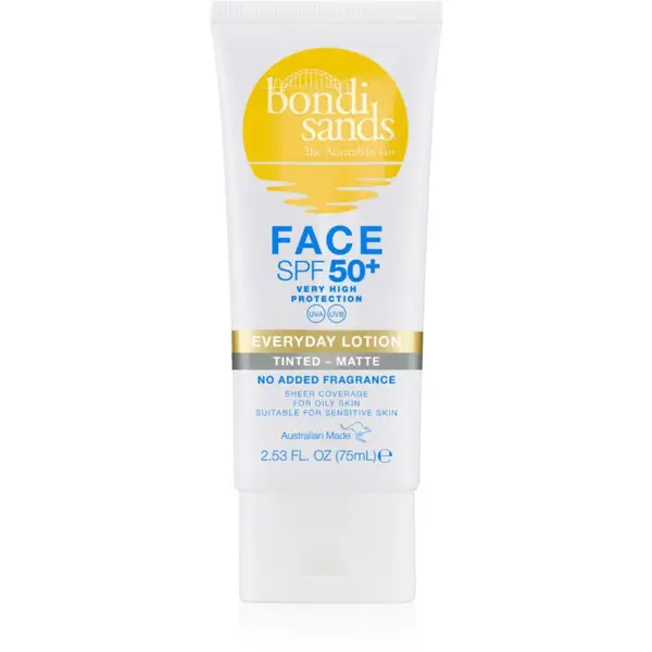 Bondi Sands SPF 50+ Everyday Face Lotion ochranný tónovací krém na obličej pro matný vzhled SPF 50+ 75 ml
