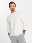 Ombre Men's cotton LOOSE FIT longsleeve with round neckline - cream