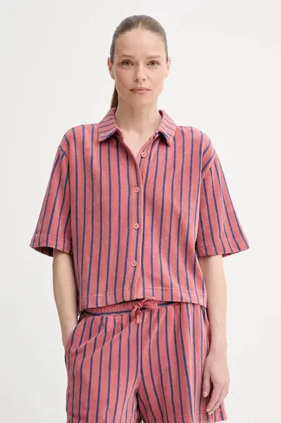 Bavlněná košile Marc O'Polo dámská, oranžová barva, relaxed, s klasickým límcem, 5000006563