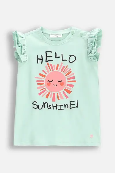 Kojenecké tričko Coccodrillo zelená barva, TROPICAL STORY GIRL NEWBORN