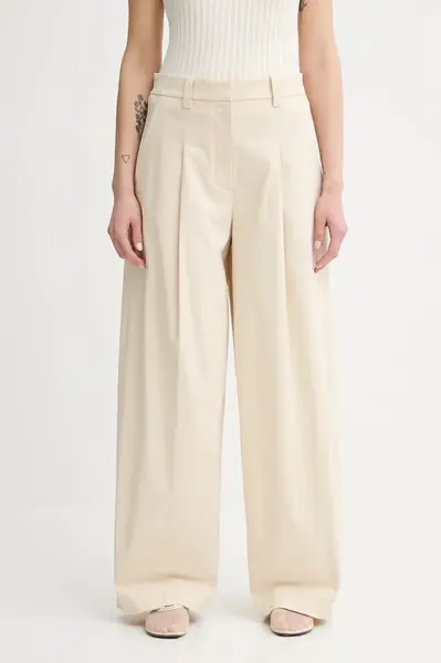 Kalhoty A.L.C. Ryder dámské, béžová barva, široké, high waist, 2PANT01145