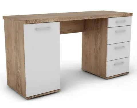 Psací stůl Walter, dub burgund/bílý