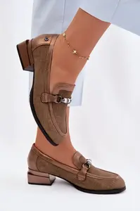 Hnědé dámské mokasíny JEZZI s podpatkem