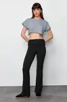 Trendyol Black Soft Fabric Waist Detailed Flare / Flare Leg Trousers