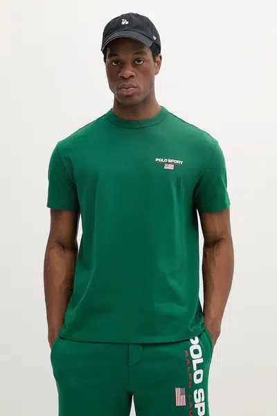 Bavlněné tričko Polo Ralph Lauren pánské, zelená barva, 710969043