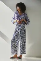 Kalhoty s příměsí lnu Medicine tmavomodrá barva, high waist