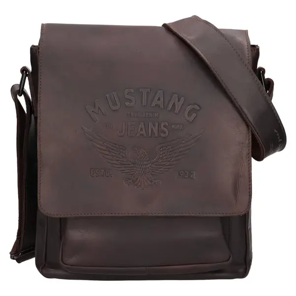 Pánska kožená taška cez rameno Mustang Davids - tmavo hnedá