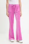 Velurové teplákové kalhoty Juicy Couture CAISA LOW RISE PANT dámské, růžová barva, JCSEBJ008G