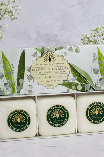 Sada mýdel The English Soap Company Lily Of The Valley 3 x 100 g 3-pack více barev