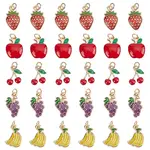 80Pcs 5 Style Fruit Alloy Enamel Pendants