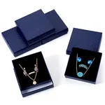 5Pcs Rhombus Textured Cardboard Jewelry Packing Boxes with Sponge Inside