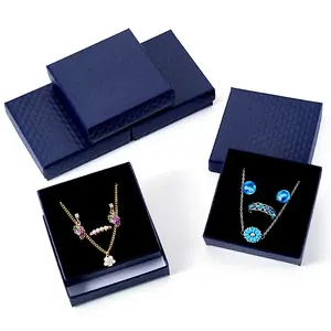 5Pcs Rhombus Textured Cardboard Jewelry Packing Boxes with Sponge Inside