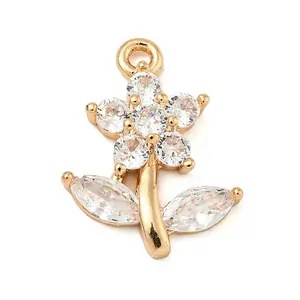 Brass Micro Pave Clear Cubic Zirconia Pendants