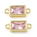 Brass Pave Glass Rectangle Connector Charms