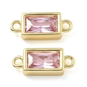 Brass Pave Glass Rectangle Connector Charms