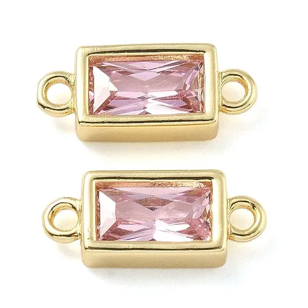 Brass Pave Glass Rectangle Connector Charms