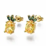 Brass Micro Pave Cubic Zirconia Stud Earrings