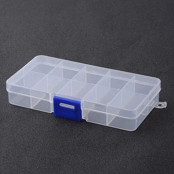 Stationary 10 Compartments Rectangle Plastic Bead Storage Containers