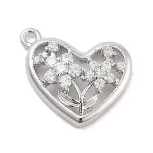 Brass Pave Clear Cubic Zirconia Pendants