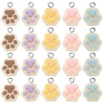 30Pcs 5 Colors Opaque Resin Paw Print Pendants