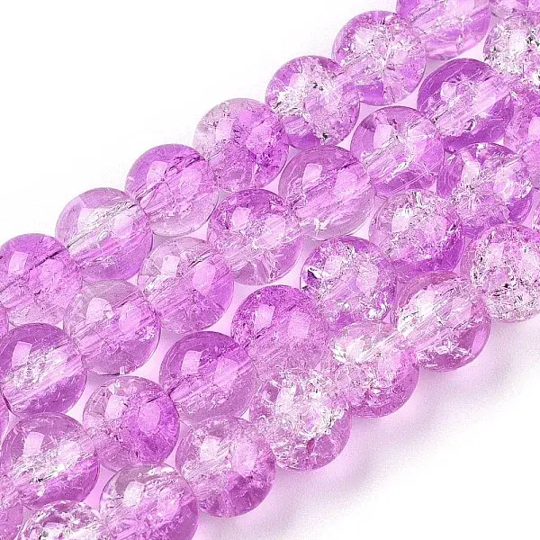 Baking Paint Crackle Glass Beads Strands